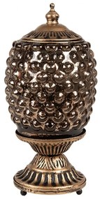 Medeno-strieborná sklenená svietiaca LED lampáš na nôžke Balli - Ø 10*20 cm
