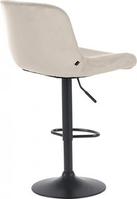 Barová stolička Solon - zamat, čierny rám - krémová