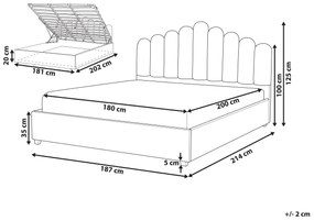 Zamatová posteľ s úložným priestorom 180 x 200 cm krémová biela VINCENNES Beliani