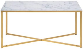 Konferenčný stolík Estelle 90cm bielo-zlatý v industriálnom štýle