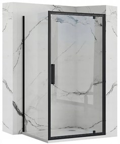 Rea Rapid Swing, rohový sprchovací kút 80 (dvere) x 80 (stena) x 195 cm, 6mm číre sklo, čierny profil, KPL-009922