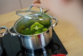 MEGAKOMBO Multifunkčný kuchynský robot BestBerg BBR-1900S + 15dielna sada nerezových hrncov a nepriľnavých panvíc BestBerg BBSC-15 / strieborná