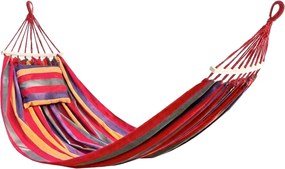 Farebná hojdacia sieť s vankúšom HAMAK pre 2 osoby 190x150 cm