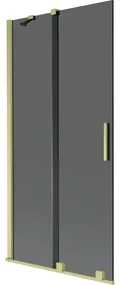 Mexen Velar, 2-krídlová posuvná vaňová zástena 95 x 150 cm, 8mm šedé sklo, zlatá matná, 896-095-000-41-55
