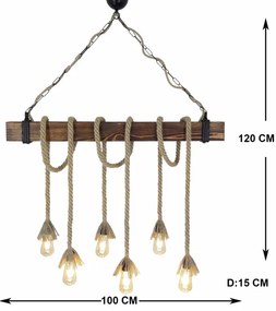 Luster s lankom KUTUK 6xE27/40W/230V borovica