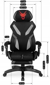 Herná stolička Maximo s podnožkou čierna