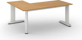 Rohový kancelársky písací stôl PRIMO FLEXIBLE, 180x140 cm, buk