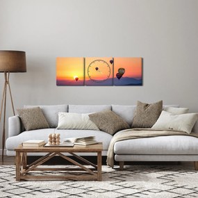 Obraz teplovzdušných balónov (s hodinami) (90x30 cm)