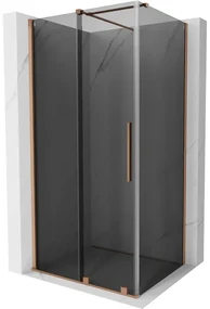 Mexen Velar, sprchový kút s posuvnými dverami 100 x 75 cm, 8mm šedé sklo, medená matná, 871-100-075-41-65