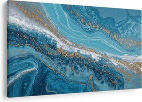Obraz - Bledomodrý mramor so zlatom I. (90x60 cm)