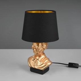 Stolová lampa Albert v tvare busty, čierna/zlatá