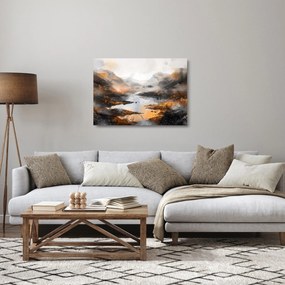 Sklenený obraz - Maľba horskej krajiny (70x50 cm)