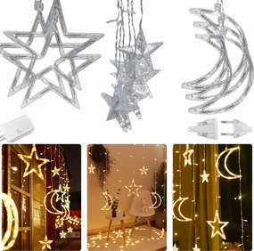 Dekoračná LED girlanda HVIEZDY A MESIACA - 2,5 m - teplá biela