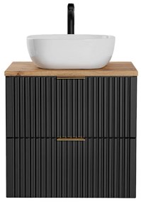 Kúpeľňová skrinka s umývadlom a doskou ADEL Black DU60/2 | 60 cm