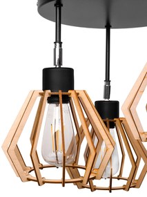 BERGE Stropné závesné svietidlo 3xE27 DIAMOND WOOD