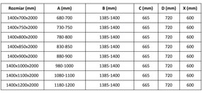 Mexen Velar, sprchový kút s posuvnými dverami 140(dvere) x 100(stena) cm, 8mm číre sklo, zlatá lesklá, 871-140-100-01-50