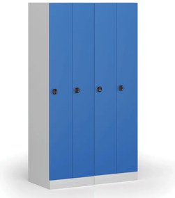 Kovová šatníková skrinka S1 zúžená, 2 oddiely, 1850 x 500 x 500 mm, kódový zámok, zelené dvere