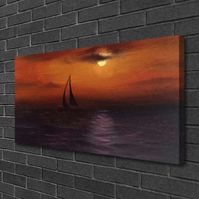 Obraz na plátne More loďka krajina 125x50 cm