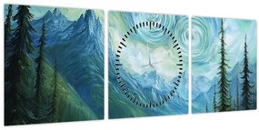 Obraz - Krajina s nádychom Van Gogha (s hodinami) (90x30 cm)