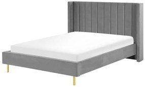 Zamatová posteľ 140 x 200 cm sivá VILLETTE Beliani