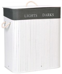 Bambusový kôš na bielizeň 100 l Lights Dark bielo-sivý