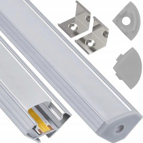 BERGE LED hliníkový profil rohový 1m biely - sada