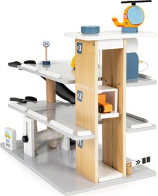 Veľká drevená garáž s výťahom + umývačka áut s vrtuľníkom ECOTOYS