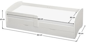 Jednolôžková posteľ 80 cm Carecen (biela) (s roštom) (s úl. priestorom). Vlastná spoľahlivá doprava až k Vám domov. 1116279