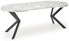 Skladací jedálenský stôl PERONI 100/250 cm biela mramorová/čierna