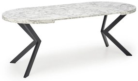 Rozkladací jedálenský stôl PERONI biely mramor/čierna