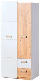 Šatníková skriňa Lavendon L1 (dub nash + lesk biely). Akcia -20%. Vlastná spoľahlivá doprava až k Vám domov. 1042031