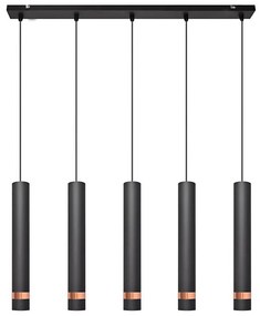 LED Luster na lanku TUBA 5xGU10/6,5W/230V čierna/medená