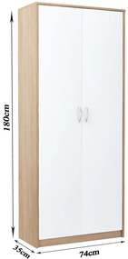 Policová skriňa LUCETTE - šírka 74 cm, dub sonoma / biela
