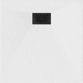 Mexen Hugo, štvorcová sprchová vanička SMC 70 x 70 cm, biela, čierna krytka, 42107070-B