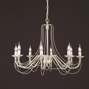 Orion LU 1531/8 - Luster na reťazi VELA 8xE14/40W/230V pr.80 cm biela/zlatá/patina