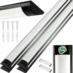 4x LED garážová lampa 120cm 36W 3600lm čierna 4500k