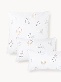 Obliečka na vankúš z bavlneného perkálu's vianočnou výšivkou Elvien