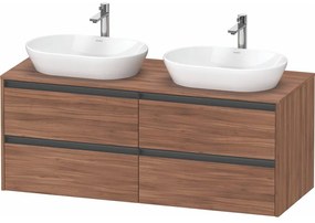 DURAVIT Ketho 2 závesná skrinka pod dve umývadlá na dosku, 4 zásuvky, 1400 x 550 x 568 mm, orech prírodný, K24898B79790000