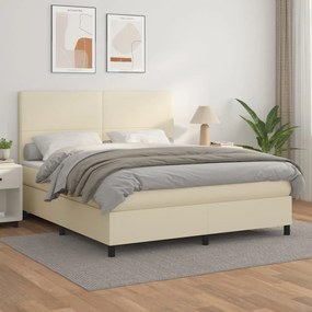 Boxspring posteľ s matracom krémová 180x200 cm umelá koža 3142739