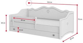 Detská posteľ MEKA 2 + matrac - biela/ružová