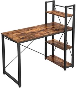 Písací stôl Vasagle Troy 120 cm s policami hnedý/čierny