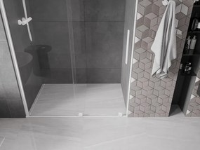 Mexen Velar, posuvné dvere do otvoru 130x200 cm, 8mm číre sklo, biely profil, 871-130-000-01-20