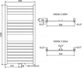 Mexen Uran, vykurovacie teleso 1200x600 mm, 485 W, zlatá lesklá, W105-1200-600-00-50