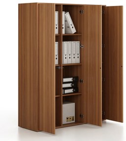 Kancelárska skriňa FRAME, 3x dvere, 1299 x 450 x 1735 mm, PUSH-lock, orech