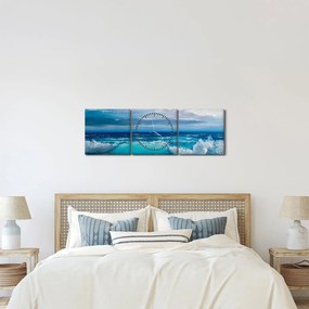 Obraz - Morské vlny (s hodinami) (90x30 cm)