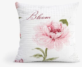 Goldea krepová obliečka na vankúš - pivonky s textami 45 x 45 cm