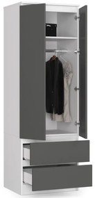 Skriňa STAR S 60 cm 2D 2SZ biela / sivá