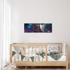Obraz vesmíru (s hodinami) (90x30 cm)