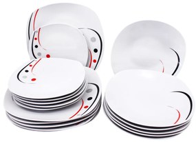 HOME ELEMENTS Porcelánová súprava tanierov, 18 kusov, Pruhy a bodky