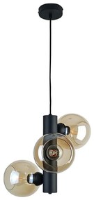 Luster na lanku TUBE 3xE27/60W/230V čierna/dymová béžová